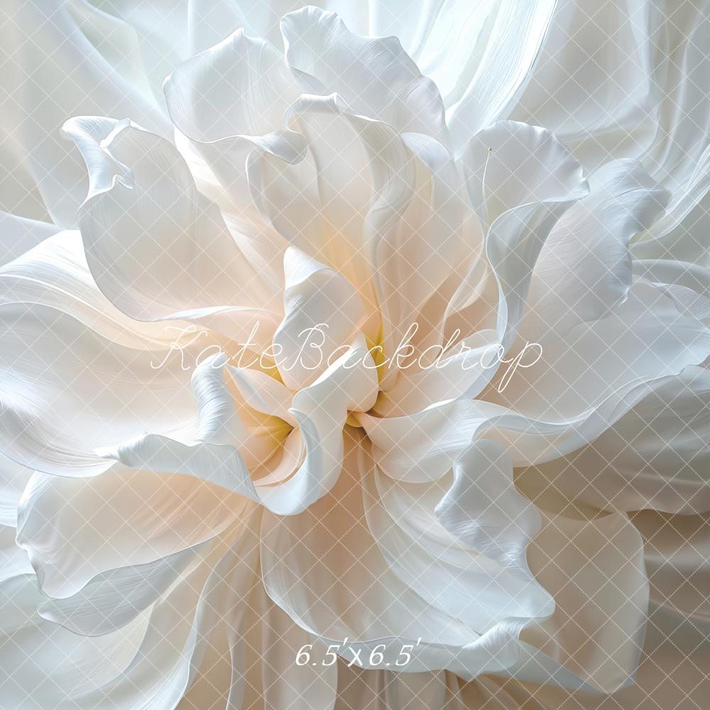 Kate White Flower Satin Backdrop Designed by Chain Photography