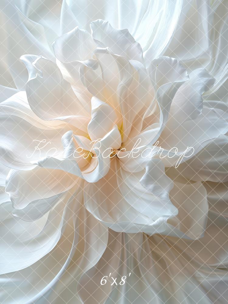 Kate White Flower Satin Backdrop Designed by Chain Photography