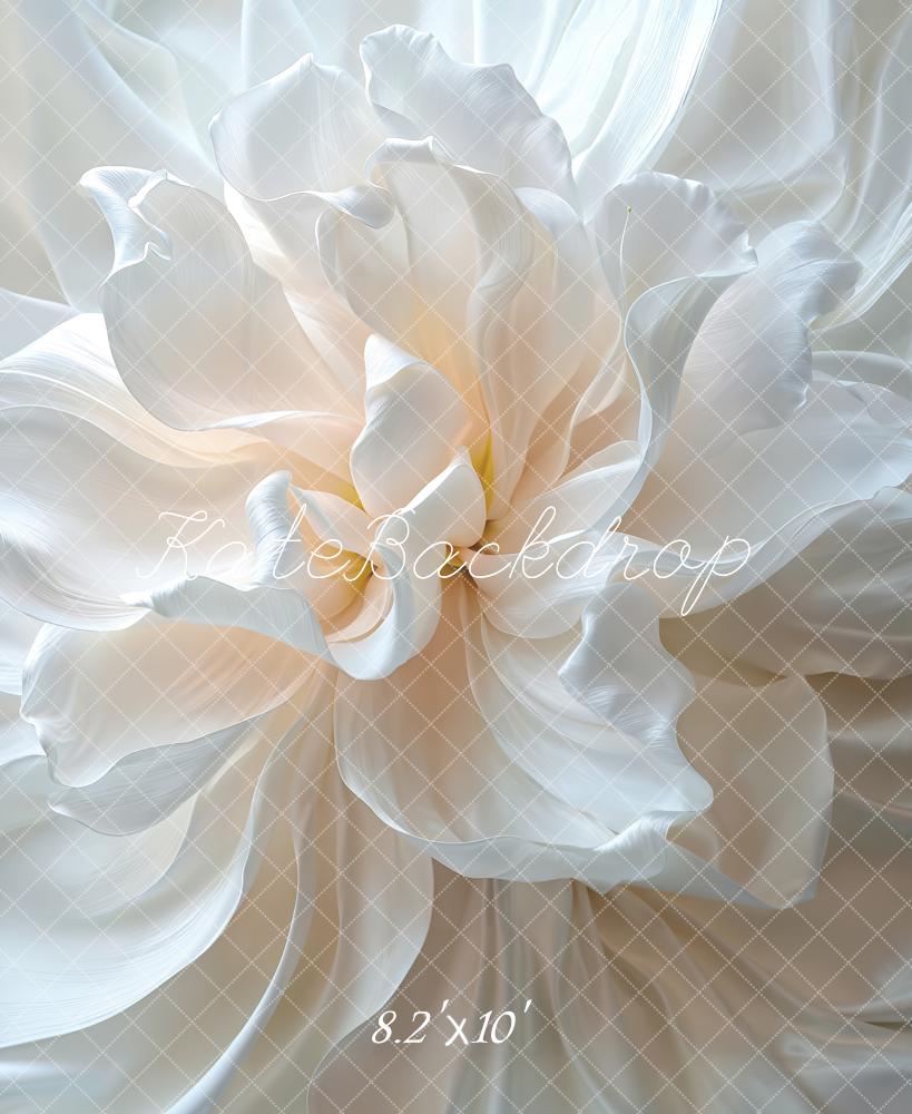 Kate White Flower Satin Backdrop Designed by Chain Photography