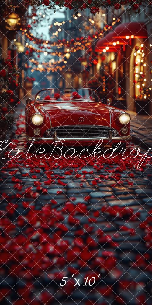 Kate Sweep Valentine Classic Red Car Street Backdrop Designed by Patty Robert