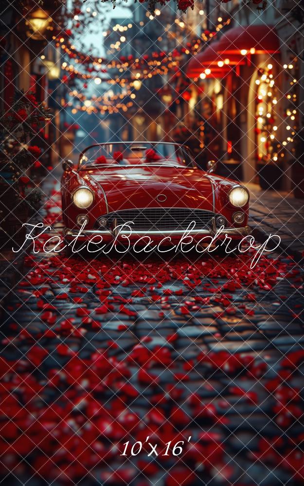 Kate Sweep Valentine Classic Red Car Street Backdrop Designed by Patty Robert