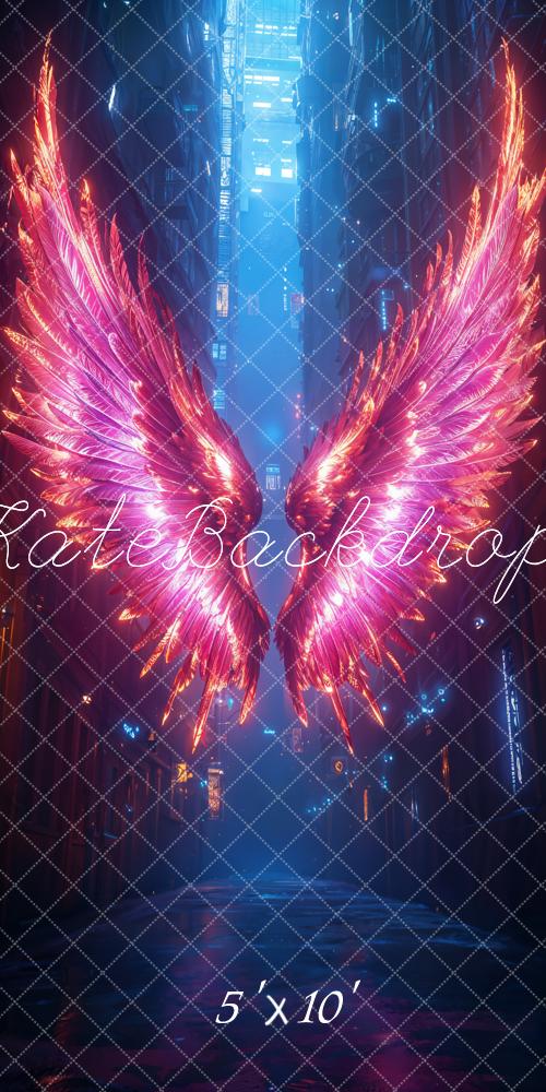 Kate Sweep Fantasy Neon Wings Street Backdrop Designed by Emetselch