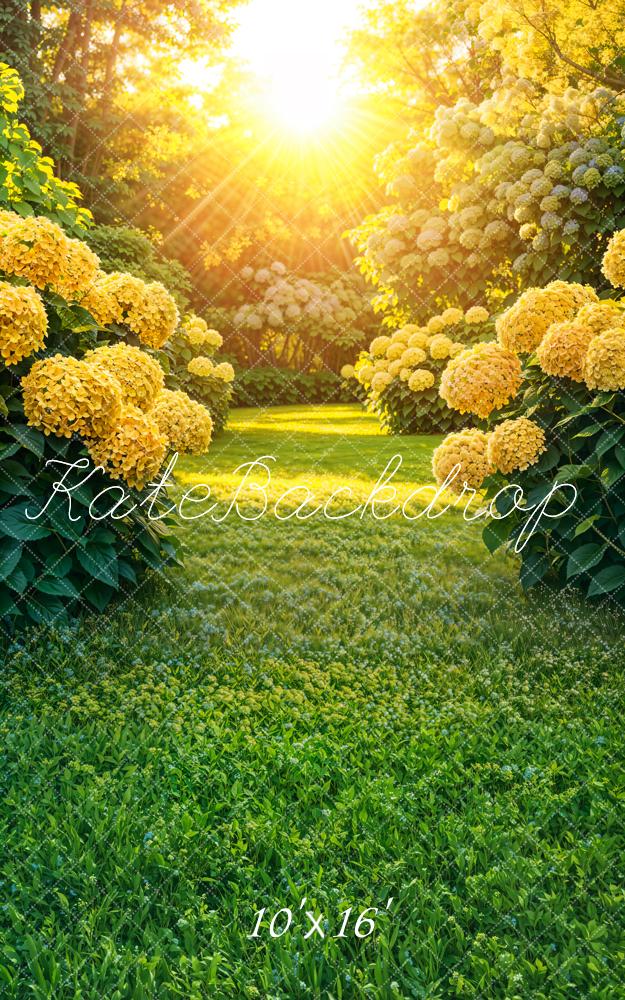 Kate Sweep Spring Sunny Garden Yellow Flowers Backdrop Designed by Emetselch