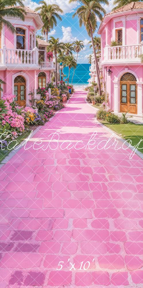 Kate Sweep Pink Seaside Town Backdrop Designed by Emetselch