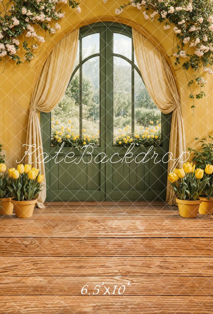 Kate Spring Floral Arch Door Yellow Backdrop Designed by Emetselch