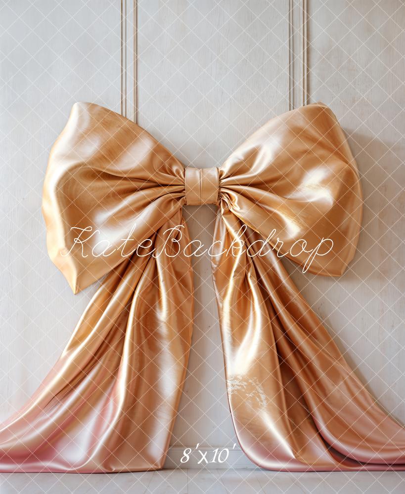 Kate Gold/Pale Pink Bow Fleece Backdrop Designed by Chain Photography