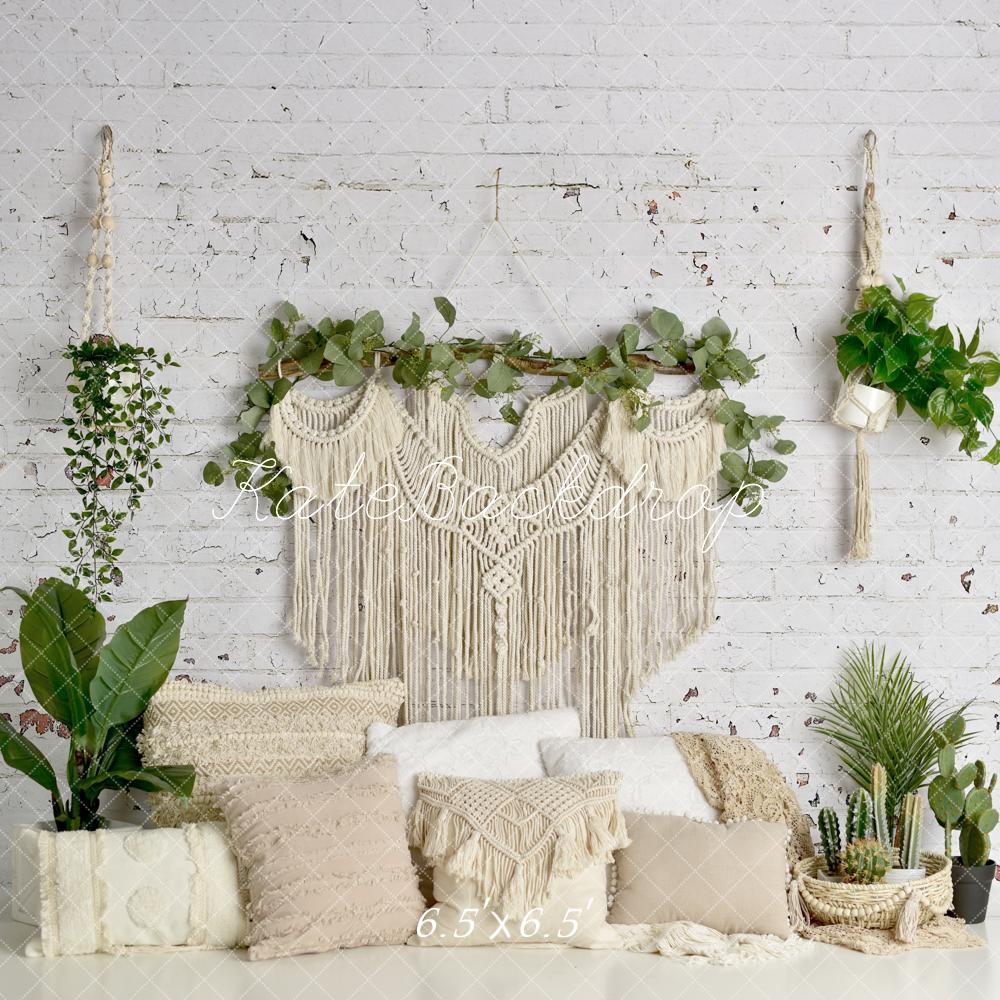 Kate Boho Backdrop Macrame Floor Pillows Plants Spring Mother's Day Designed By Mandy Ringe Photography - Kate Backdrop AU