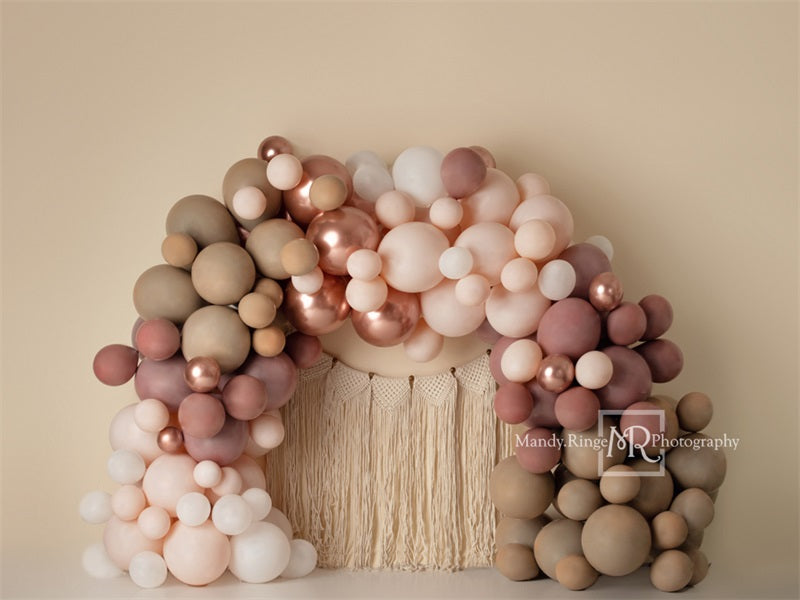 Kate Matte Balloon Arch Fleece Backdrop Macrame Designed by Mandy Ringe Photography