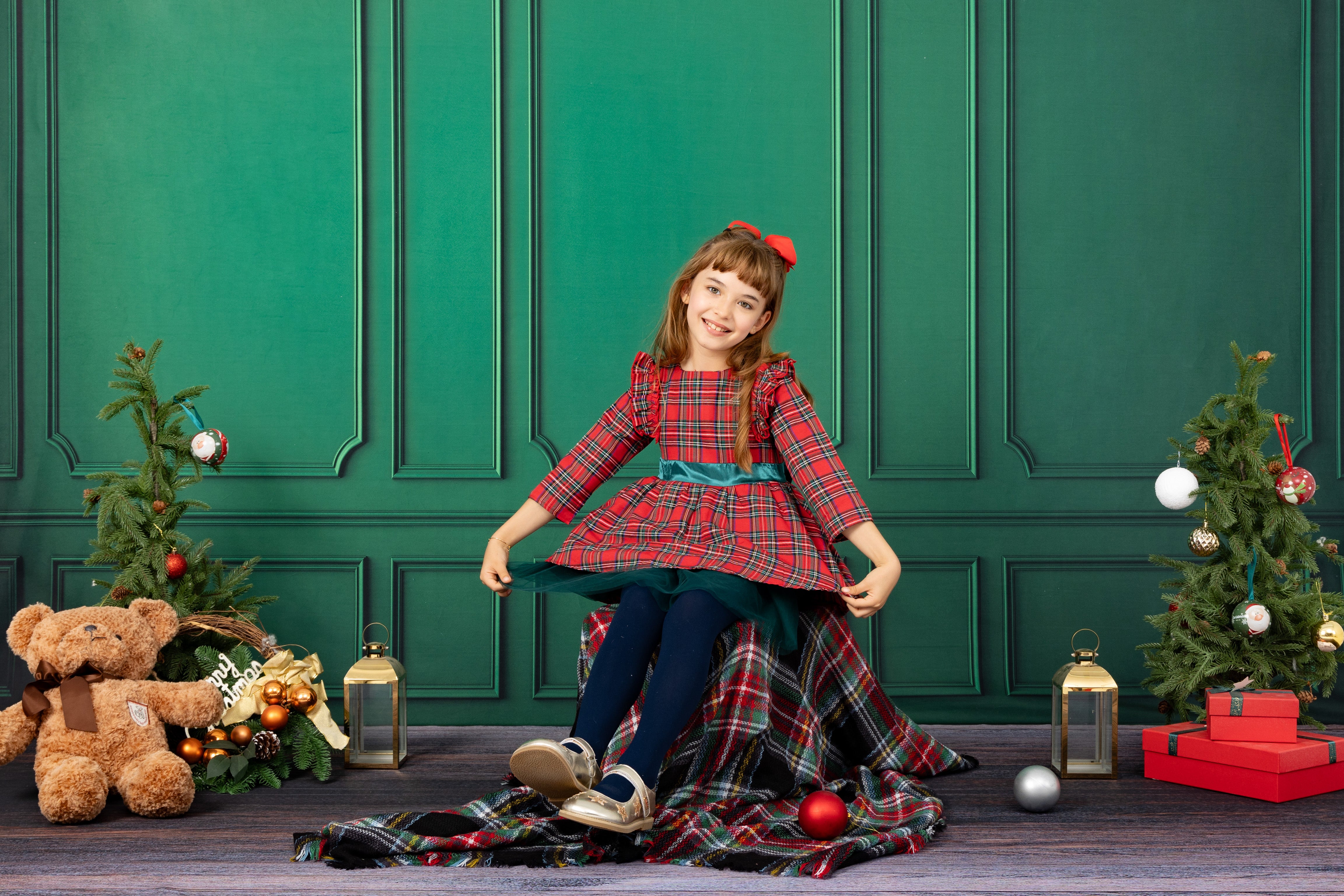 Kate Christmas Vintage Green Wall Backdrop for Photography