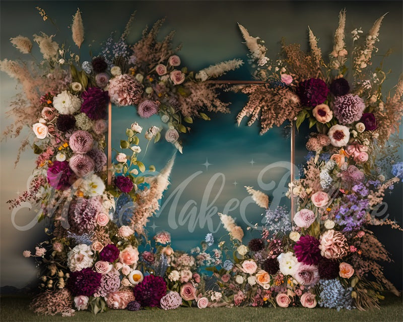 Kate Painterly Fine Art Frame Spring Flowers Fleece Backdrop Designed by Mini MakeBelieve