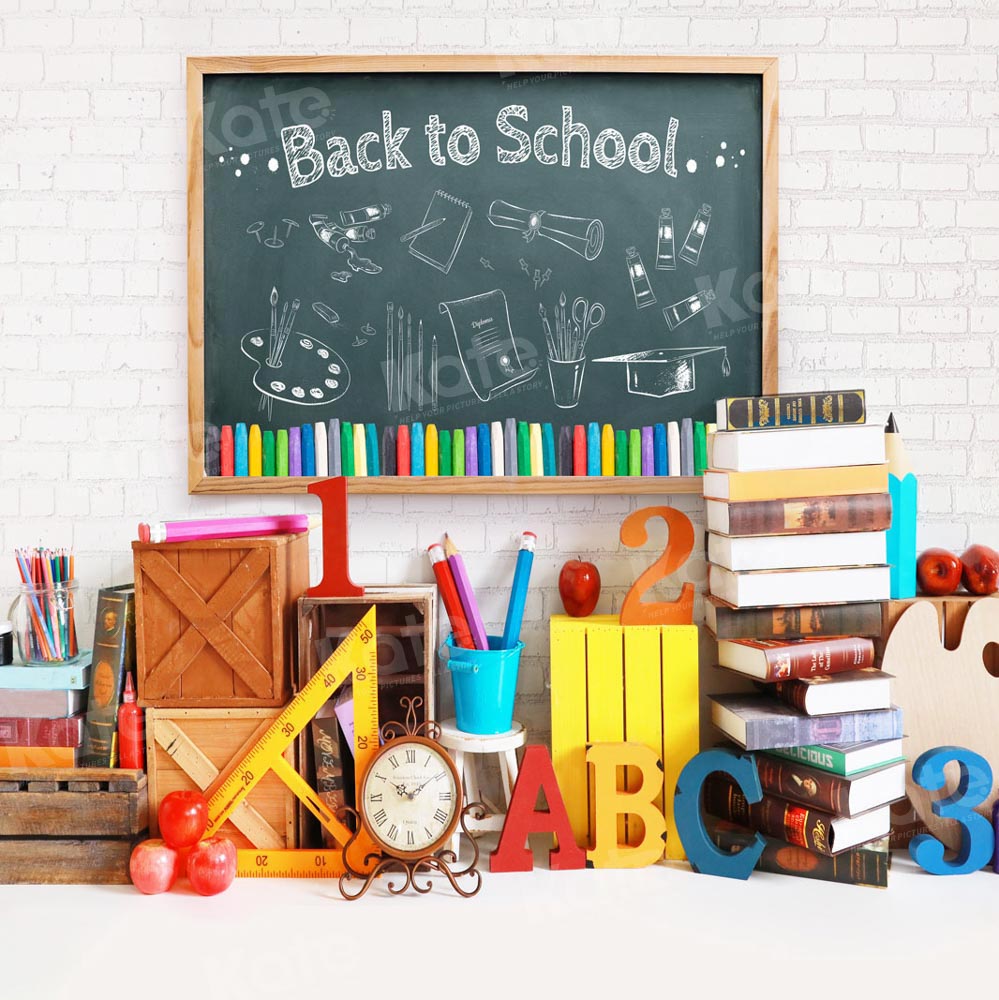 Kate Back to School Backdrop Blackboard Classroom for Photography