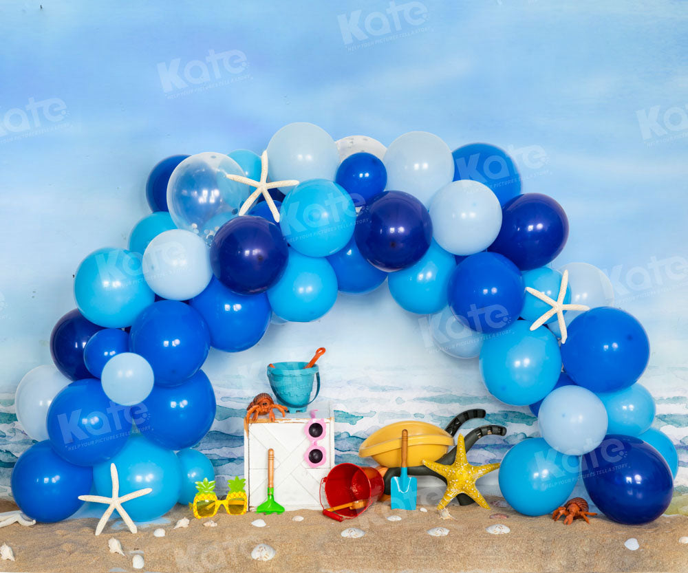 Kate Beach Balloon Backdrop Blue Wave Designed by Emetselch