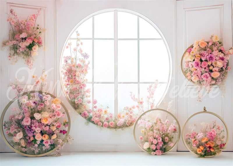 Kate Round Window Flowers Backdrop Mothers Day Designed by Mini MakeBelieve