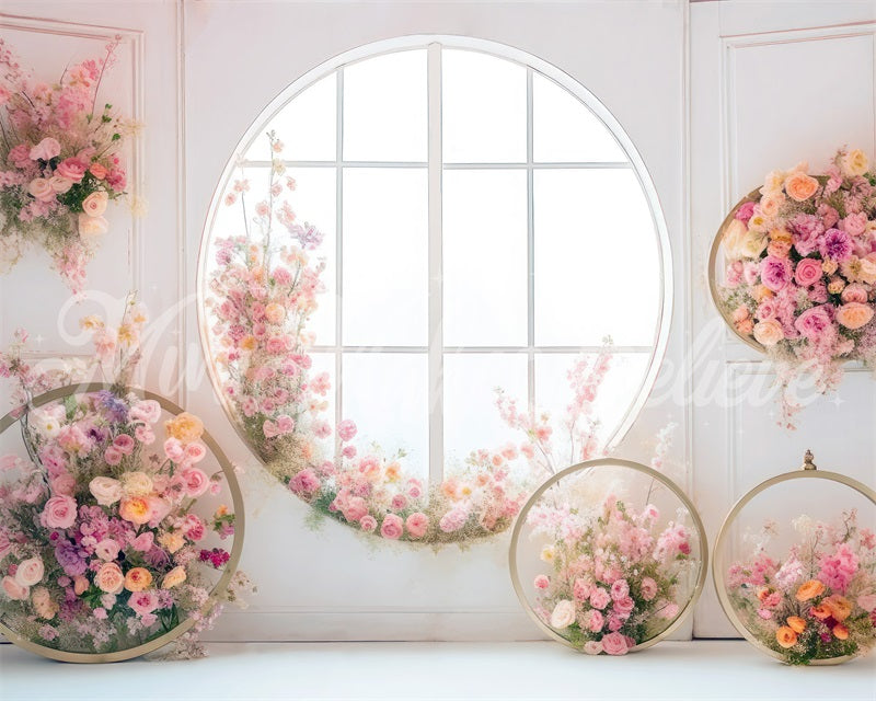 Kate Round Window Flowers Backdrop Mothers Day Designed by Mini MakeBelieve