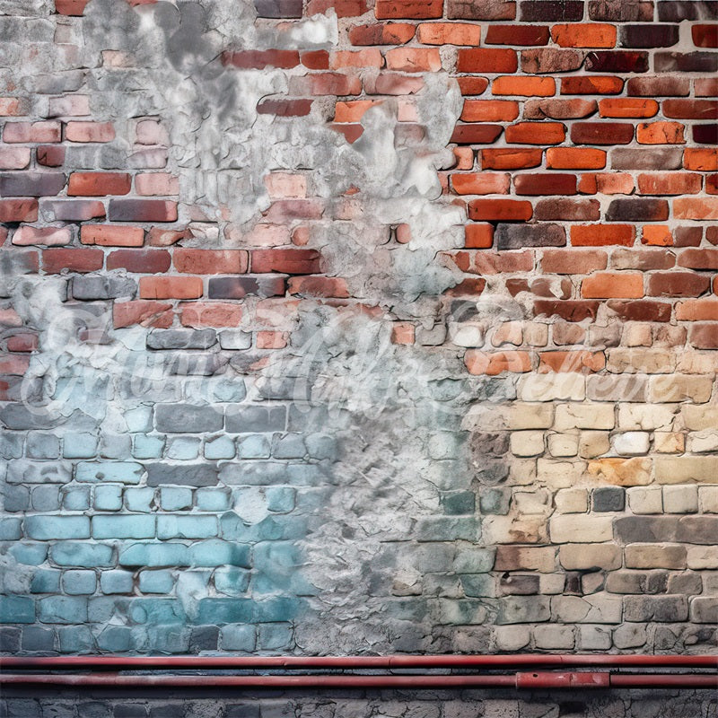 Kate Distressed Brick Wall with Pipe Backdrop Designed by Mini MakeBelieve