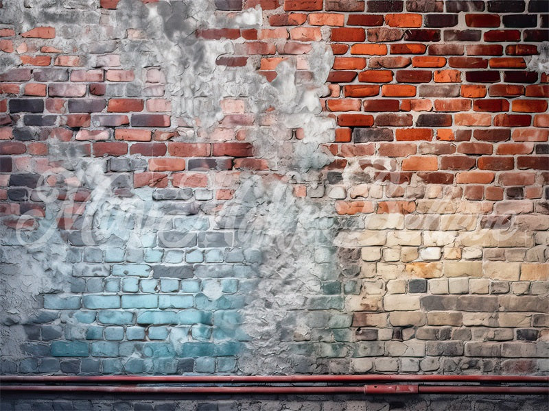 Kate Distressed Brick Wall with Pipe Backdrop Designed by Mini MakeBelieve