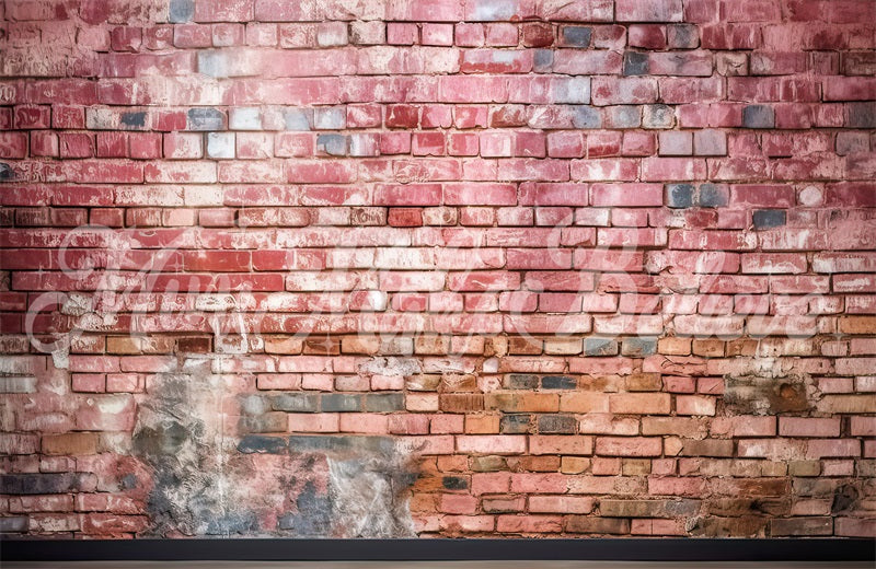 Kate Painterly Distressed Red Brick Wall Backdrop Designed by Mini MakeBelieve