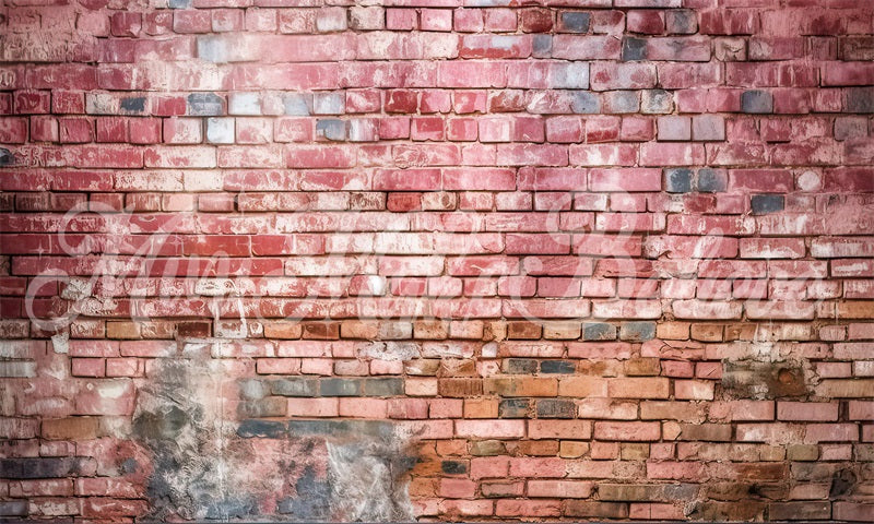 Kate Painterly Distressed Red Brick Wall Backdrop Designed by Mini MakeBelieve