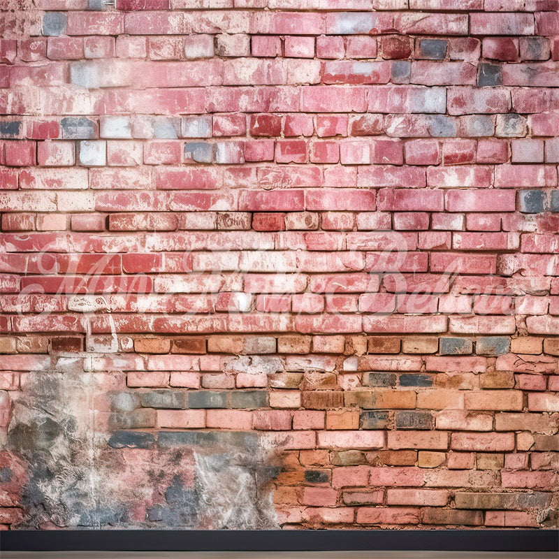 Kate Painterly Distressed Red Brick Wall Backdrop Designed by Mini MakeBelieve