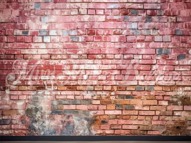 Kate Painterly Distressed Red Brick Wall Backdrop Designed by Mini MakeBelieve