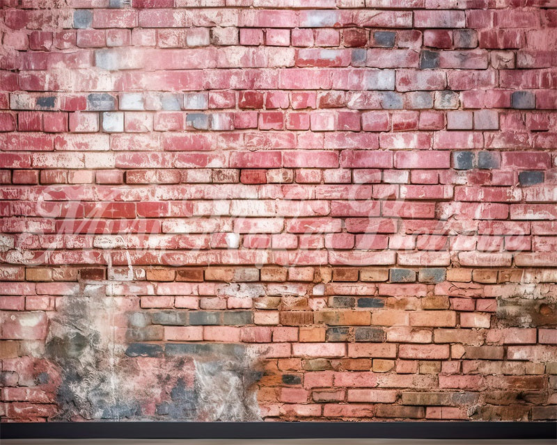 Kate Painterly Distressed Red Brick Wall Backdrop Designed by Mini MakeBelieve