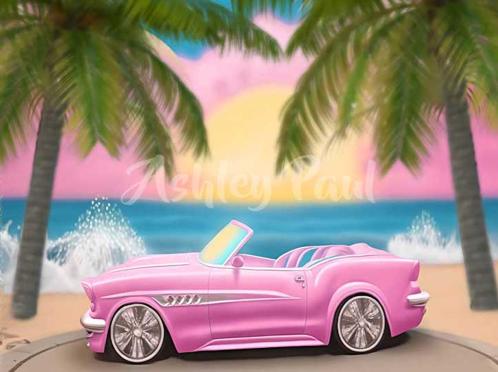 Kate Dolly Pink Car Seaside Backdrop Designed by Ashley Paul