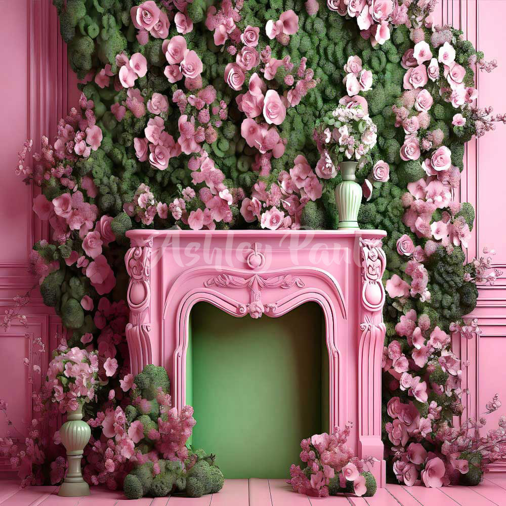 Kate Doll House Fireplace Backdrop Designed by Ashley Paul