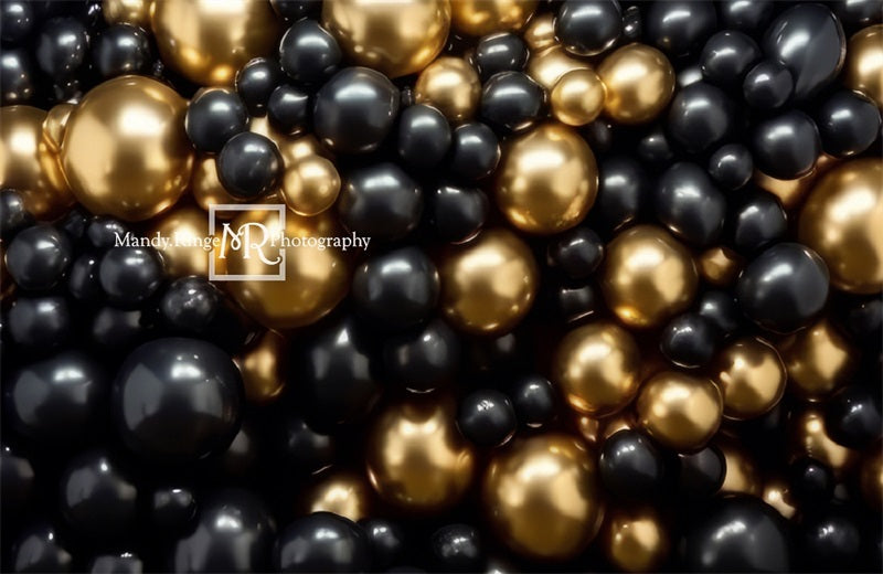 Kate Black Gold Balloon Party Backdrop Designed by Mandy Ringe Photography