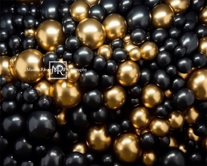 Kate Black Gold Balloon Party Backdrop Designed by Mandy Ringe Photography