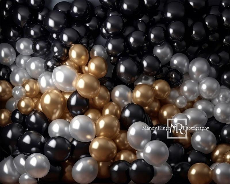 Kate White Black Gold Balloon Party Backdrop Designed by Mandy Ringe Photography