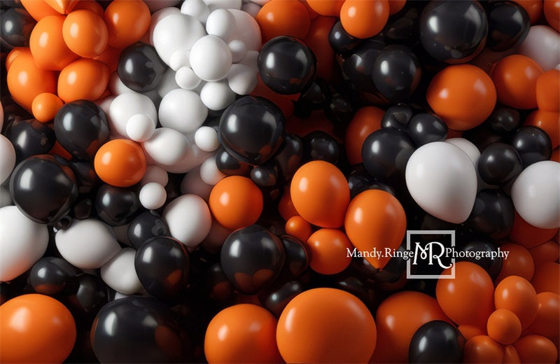 Kate Orange Black White Balloon Party Backdrop Designed by Mandy Ringe Photography