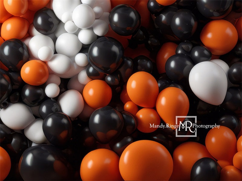 Kate Orange Black White Balloon Party Backdrop Designed by Mandy Ringe Photography