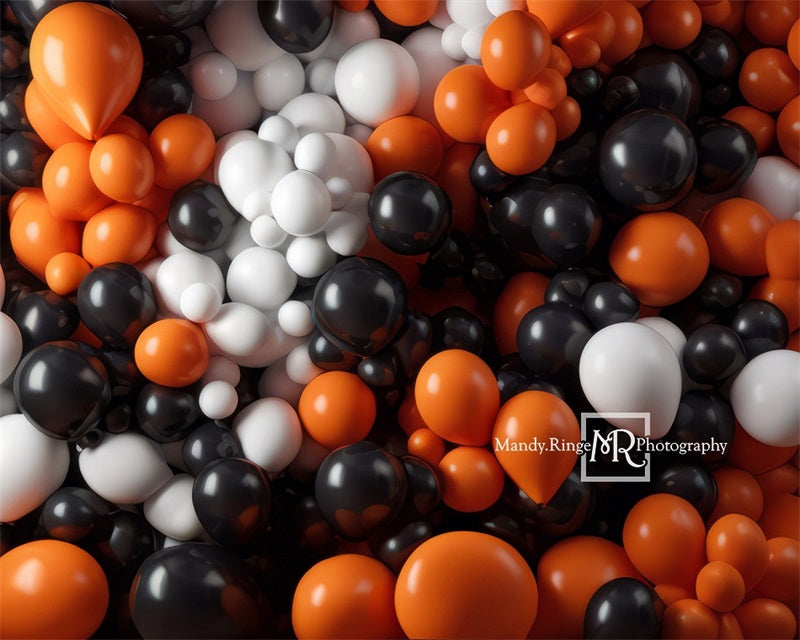 Kate Orange Black White Balloon Party Backdrop Designed by Mandy Ringe Photography