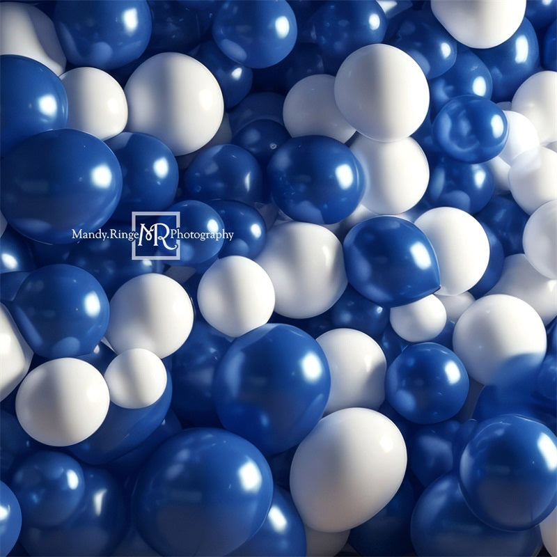 Kate Blue White Balloon Party Backdrop Designed by Mandy Ringe Photography