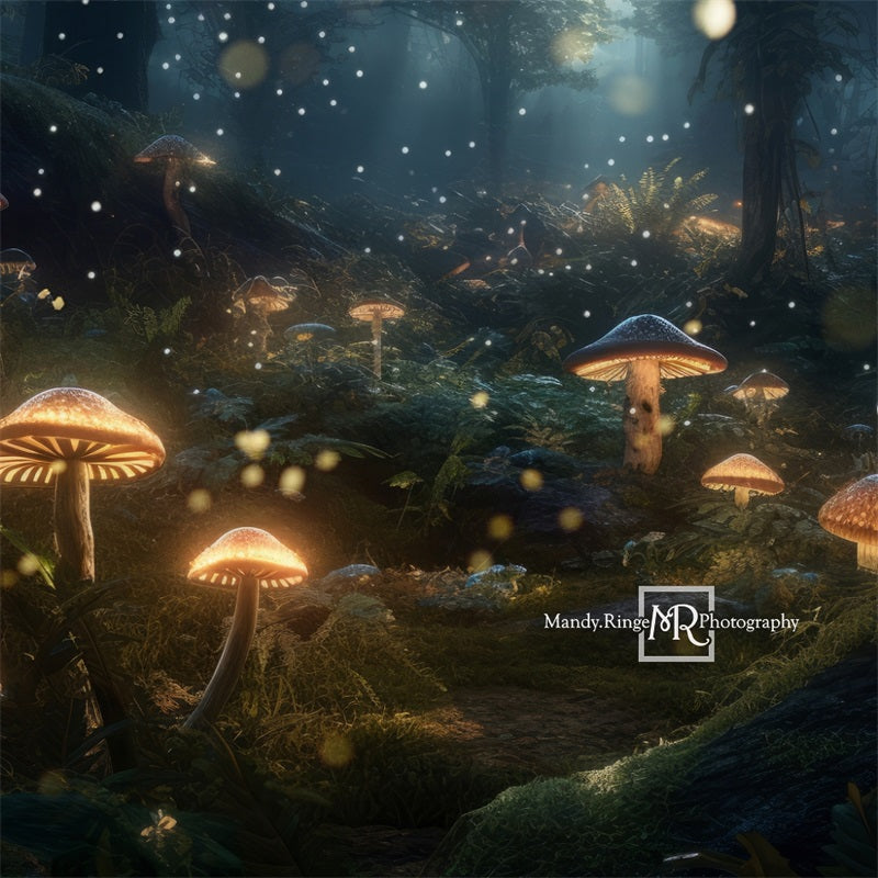 Kate Enchanted Mushroom Backdrop Forest Night Designed by Mandy Ringe Photography