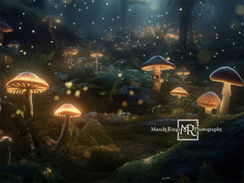 Kate Enchanted Mushroom Backdrop Forest Night Designed by Mandy Ringe Photography