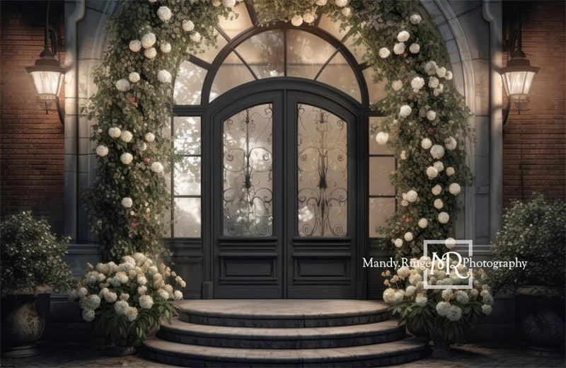 Kate Front Door Hydrangea Flower Night Backdrop Designed by Mandy Ringe Photography