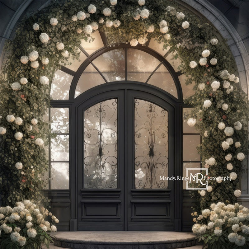 Kate Front Door Hydrangea Flower Night Backdrop Designed by Mandy Ringe Photography