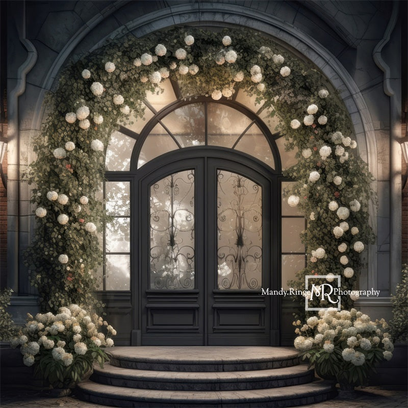 Kate Front Door Hydrangea Flower Night Backdrop Designed by Mandy Ringe Photography