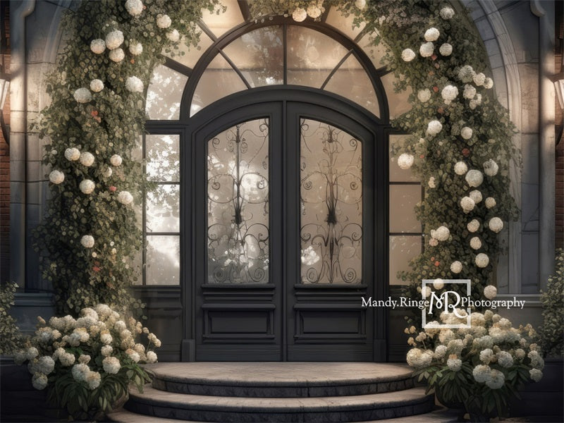 Kate Front Door Hydrangea Flower Night Backdrop Designed by Mandy Ringe Photography