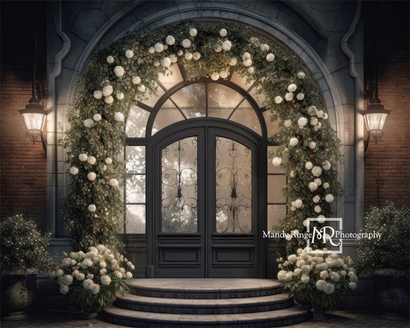 Kate Front Door Hydrangea Flower Night Backdrop Designed by Mandy Ringe Photography