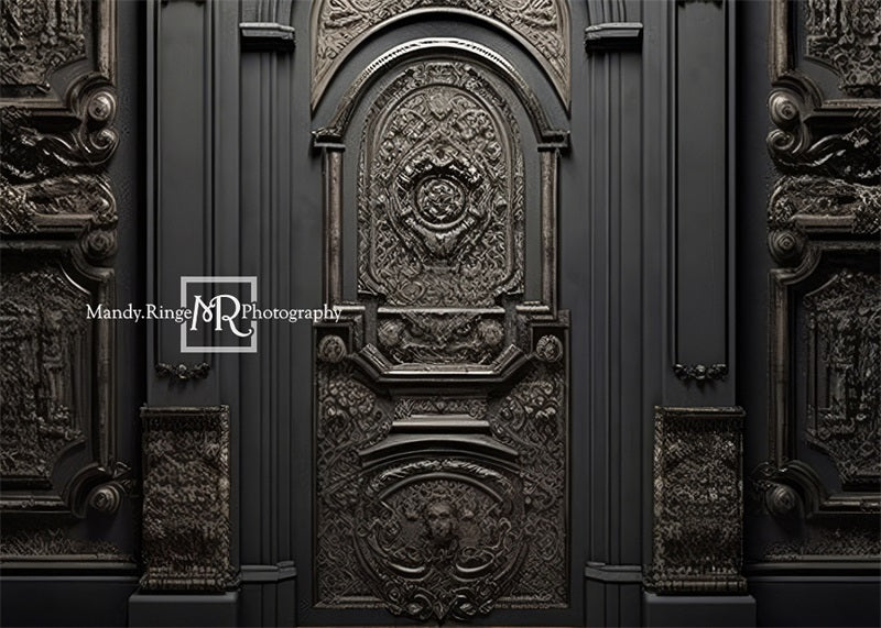 Kate Ornate Black Wall with Door Backdrop Designed by Mandy Ringe Photography