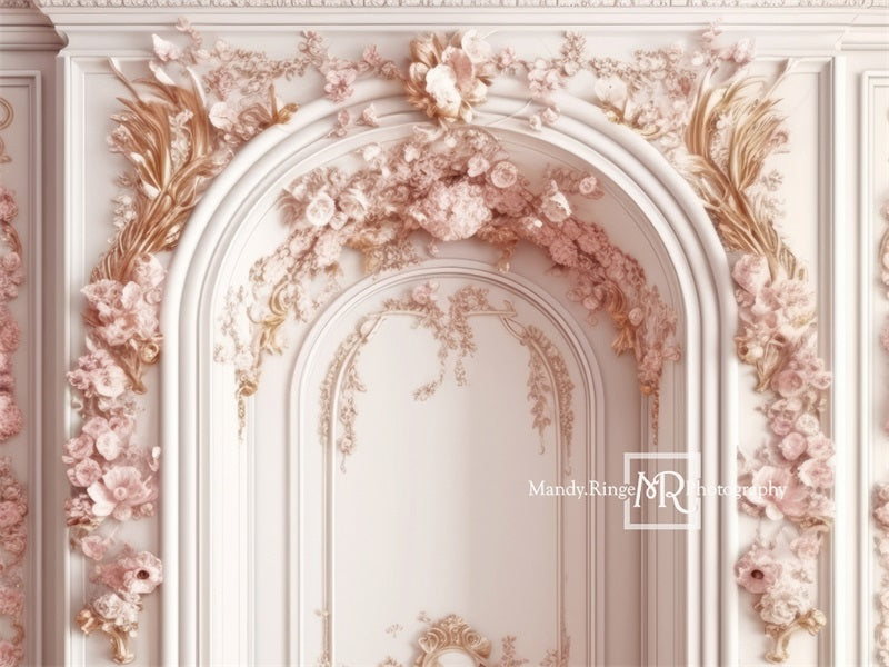 Kate Ornate Pink White Princess Wall Backdrop Designed by Mandy Ringe Photography