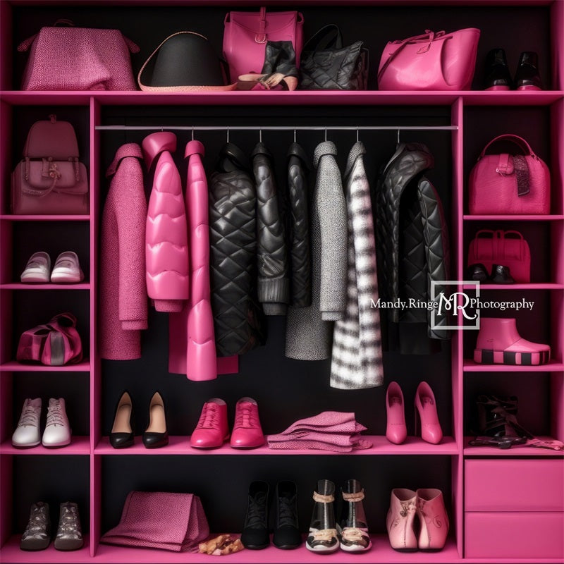 Kate Pink Black Doll Accessory Closet Backdrop Designed by Mandy Ringe Photography