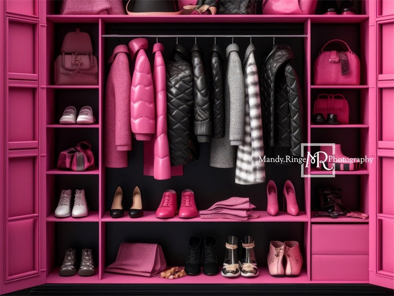 Kate Pink Black Doll Accessory Closet Backdrop Designed by Mandy Ringe Photography