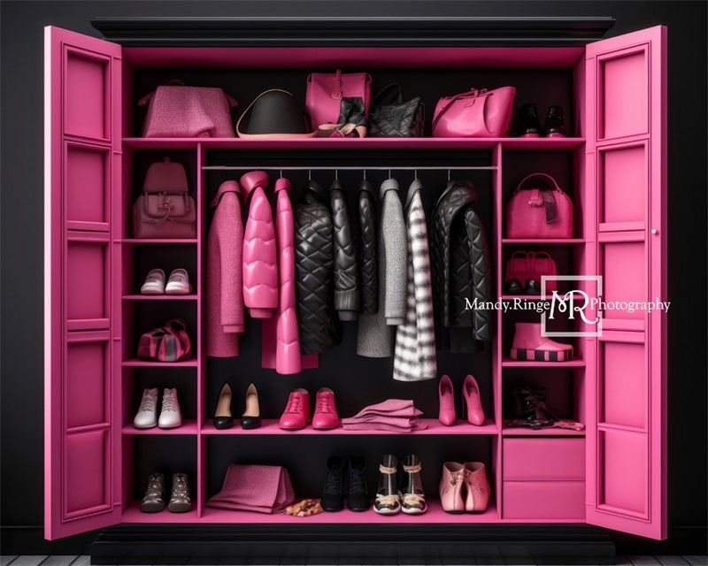 Kate Pink Black Doll Accessory Closet Backdrop Designed by Mandy Ringe Photography