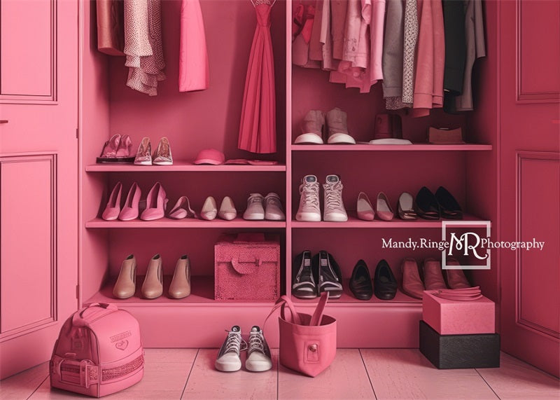 Kate Pink Doll Accessory Closet Backdrop Designed by Mandy Ringe Photography