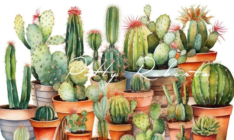 Kate Watercolor Cactuses Backdrop Designed by Patty Robertss