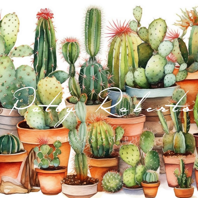 Kate Watercolor Cactuses Backdrop Designed by Patty Robertss