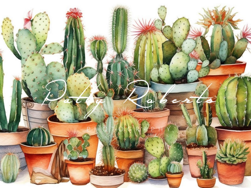 Kate Watercolor Cactuses Backdrop Designed by Patty Robertss